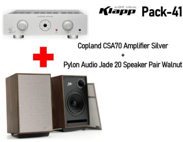 KLAPP AV Pack-41 Copland CSA70 Amplifier Silver + Pylon Audio Jade 20 Speaker Pair Walnut