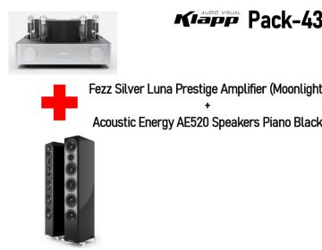 KLAPP AV Pack-43 Acoustic Energy AE520 Speakers Piano Black + Fezz Silver Luna Prestige Amplifier (Moonlight)
