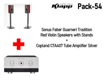 KLAPP AV Pack-54 Sonus Faber Guarneri Tradition Red Violin Speakers with Stands + Copland CTA407 Tube Amplifier Silver