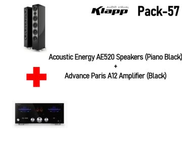 KLAPP AV Pack-57 Acoustic Energy AE520 Speakers (Piano Black) + Advance Paris A12 Amplifier (Black)