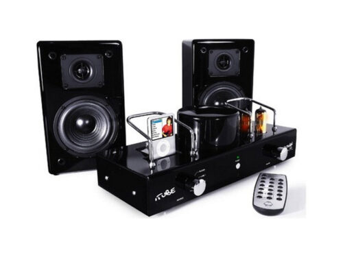 Klapp Audio Visual Fatman iTube Carbon MK2 Valve Amplifier Dock + Speakers Black