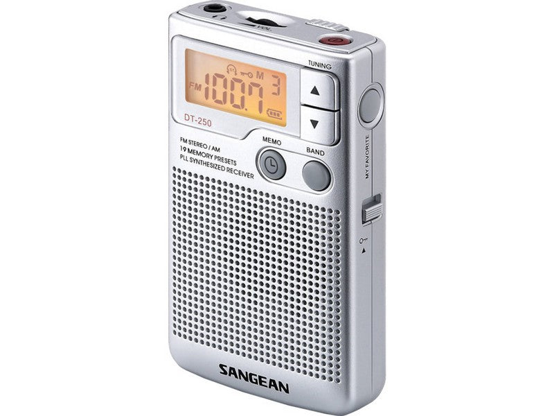 Sangean DT-250 FM Stereo / AM Pocket Radio Silver