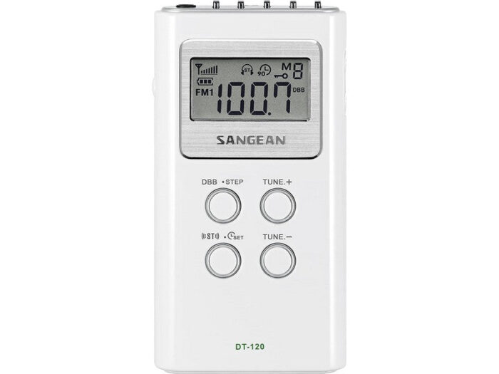 Sangean DT-120 FM Stereo / AM / PLL Tuning Pocket Radio White