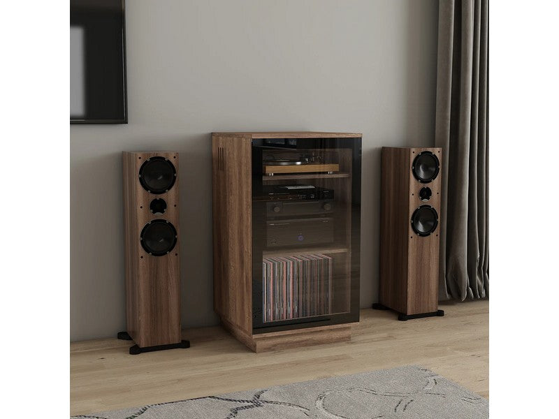 Klapp Audio Visual HOLLYWOOD HiFi Turntable and Vinyl Rack Dark Oak - Image 2