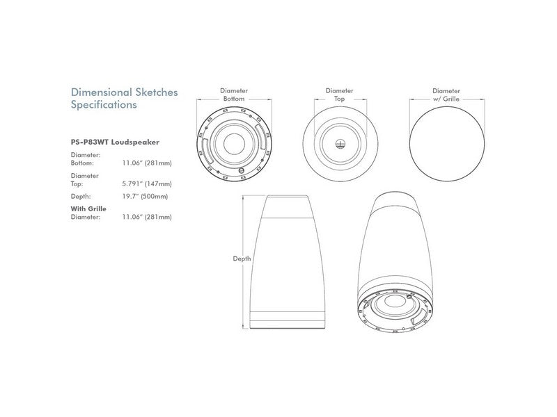 Sonance PS-P83WT 8" Pendant Woofer Speaker Professional Series White (Paintable) Single - Image 3