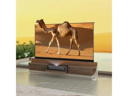 Vividstorm/Leica Dune Limited Edition Cabinet with Motorised Screen (100″) Walnut