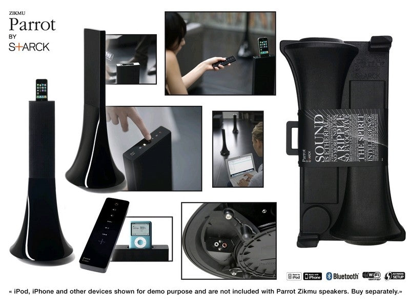 Klapp Audio Visual Parrot Zikmu by Philippe Starck Wireless Stereo Speakers Black - Image 2