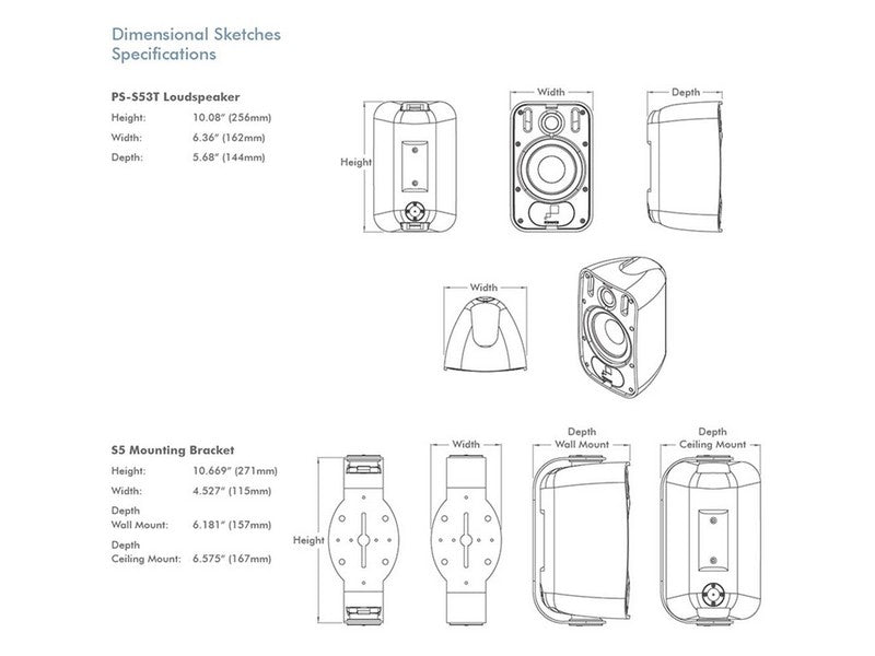 Sonance PS-S53T 5.25" Surface Mount Speaker Professional Series Black Pair - Image 3