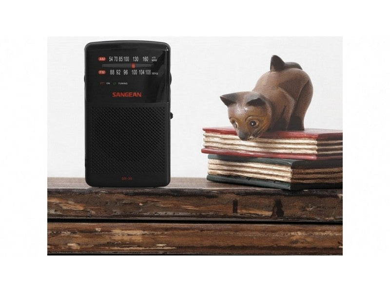 Sangean SR-35 AM/FM Pocket Radio with Built-in Speaker Black - Image 2