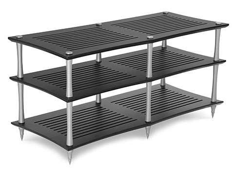 SV2T hifi rack black bamboo and silver columns