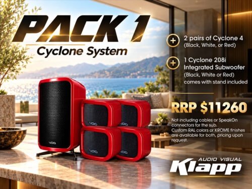 VOID Acoustics Cyclone System Package with Cyclone 4 speakers and Cyclone 208i subwoofer
